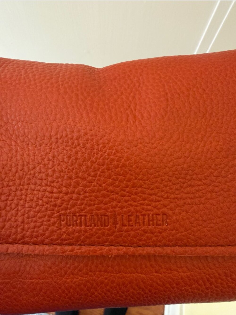 Portland Leather Small Crossbody Bag Orange Pebbled Leather Adjustable Strap